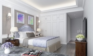 卧室 卧室多用温馨柔软的成套布艺来装点，同时在软装和用色上非常统一。