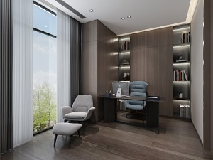 書房 書房是男主人休閑與工作兼備的活動空間，簡潔舒適。