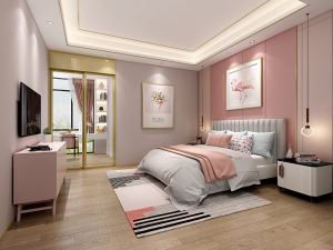 小女儿房 专属女孩的粉色天地，空间渲染着浅粉的温柔气息。