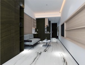室内效果图 由于装潢简单、装饰元素少，现代风格家具需要完美的软装配合，营造空间美感。