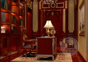 书房的设计豪华大气，彰显着主人的身份。