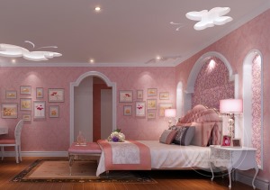 粉色作为女孩房的主色调，彰显小孩天真可爱的一面。
