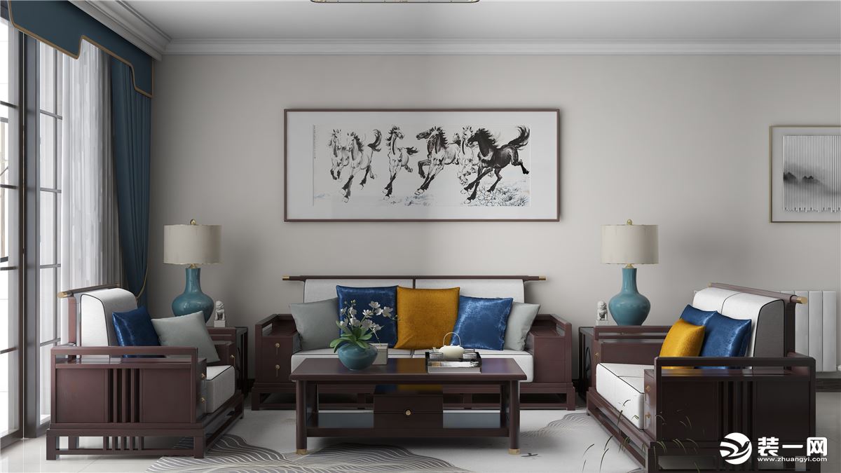 蓝海工长装饰  金色海岸 以传统文化内涵设计元素，融合现代西式家居的舒适。