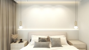 卧室也是贯彻极简风格，在设计上做减法