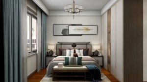 卧室是整套房子中最私人也是体现出温馨休闲感的空间，一般在设计时要体现出静谧舒适的感觉。
