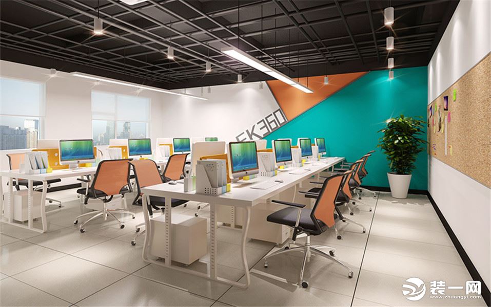 客服部  办公区域的设计，设计师将暖色与采光很好的融合在了一起，希望员工在工作之余可以感受来自空间的
