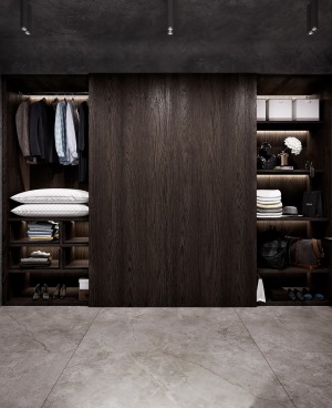 定制的实木衣柜，更能满足业主的需求，看起来也有一种高端质感。