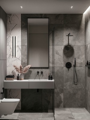 卫浴间做到了干湿分离，独立分离的淋浴空间，看起来既卫生又高级，安全性也是绝佳的。
