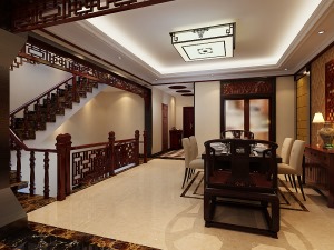 河北大图装饰江南新城新中式设计案例楼梯