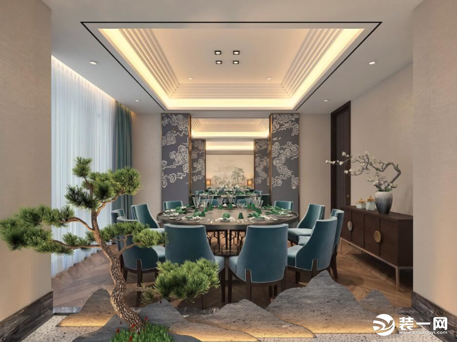上海海鲜美食城新中式风格装修效果图