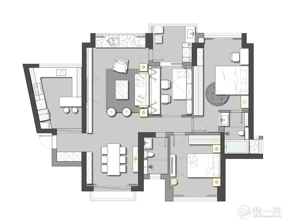 【红杉树装饰】126㎡现代简约风格，沙发墙开半窗超赞！