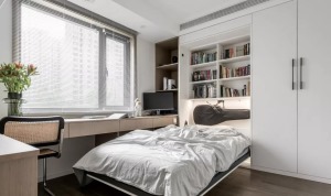 灵活收放的床，使空间于阅读、睡眠间随意切换。