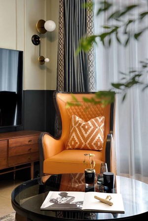 【红杉树装饰】85㎡现代美式风格新房装修，拼色线框背景墙的成熟魅力