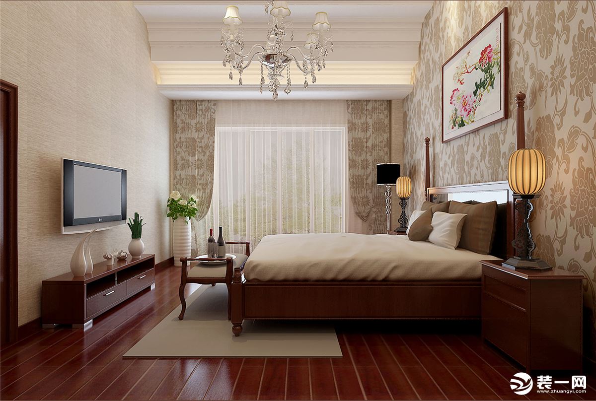 卧室-新中式风格-装修效果图
