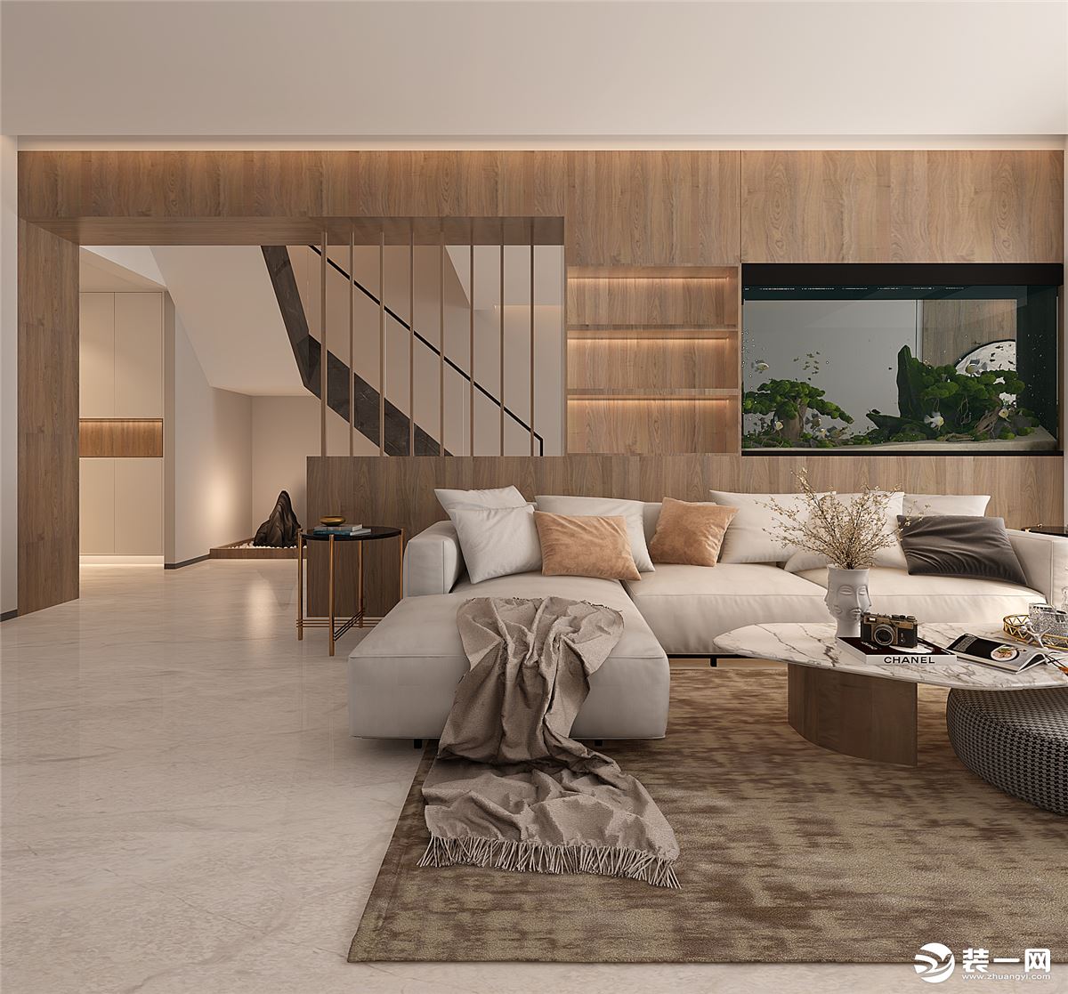 现代极简风格-客厅装修效果图-沙发背景墙