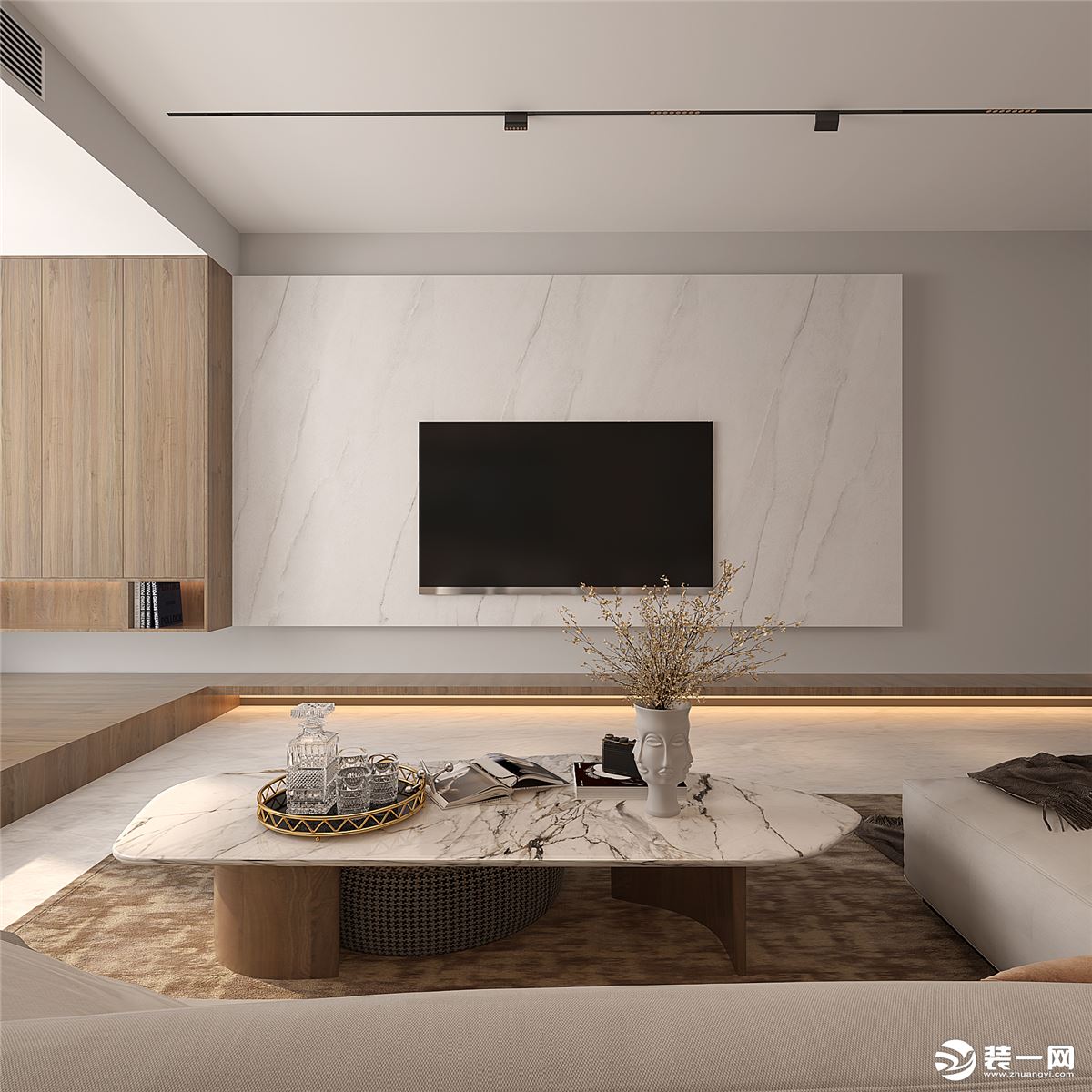 现代极简风格-客厅装修效果图-电视背景墙