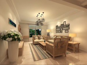 126平三房-现代简约-客厅沙发背景墙装修效果图