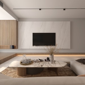 现代极简风格-客厅装修效果图-电视背景墙
