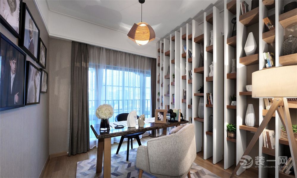 郑州锦绣山河小区130平米三居室现代简约风格装修 书房
