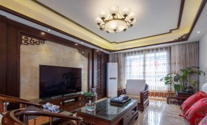 郑州正商明钻130平米装修—三居室装修—新中式风格效果图