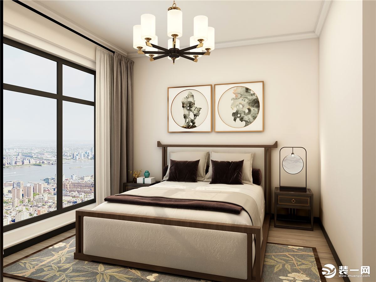 杨柳春风户型新中式卧室效果图