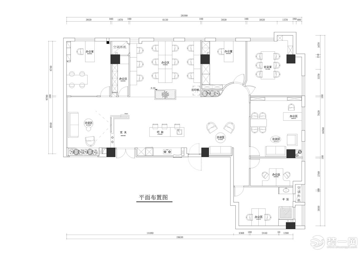 名悅裝飾 300平平層 工業(yè)風(fēng)高級灰——平面布置圖