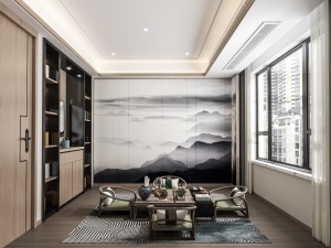龙湾首府 现代轻奢装修风格 茶室设计