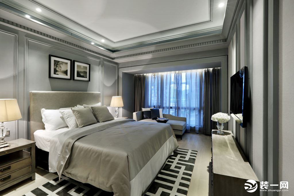 宁波楚邦上易装饰149平米复式现代美式风格装修设计效果图卧室