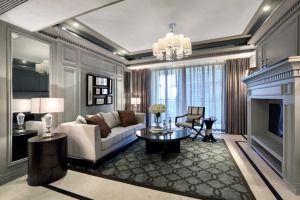 宁波楚邦上易装饰149平米复式现代美式风格装修设计效果图客厅