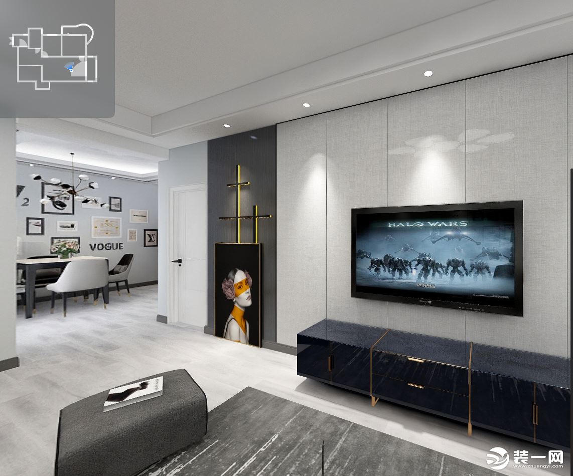 现代家装硬包电视背景墙欣赏 – 设计本装修效果图