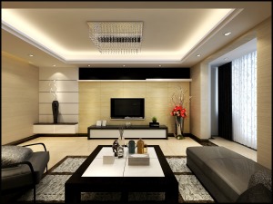 客廳與餐廳隔斷結合房子結構用水晶燈作為隔斷裝飾，起到餐廳與客廳之間的連接作用。