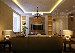 郑州九龙城三居室139平混搭风格装修客厅设计