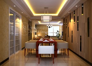 郑州九龙城三居室139平混搭风格装修餐厅设计