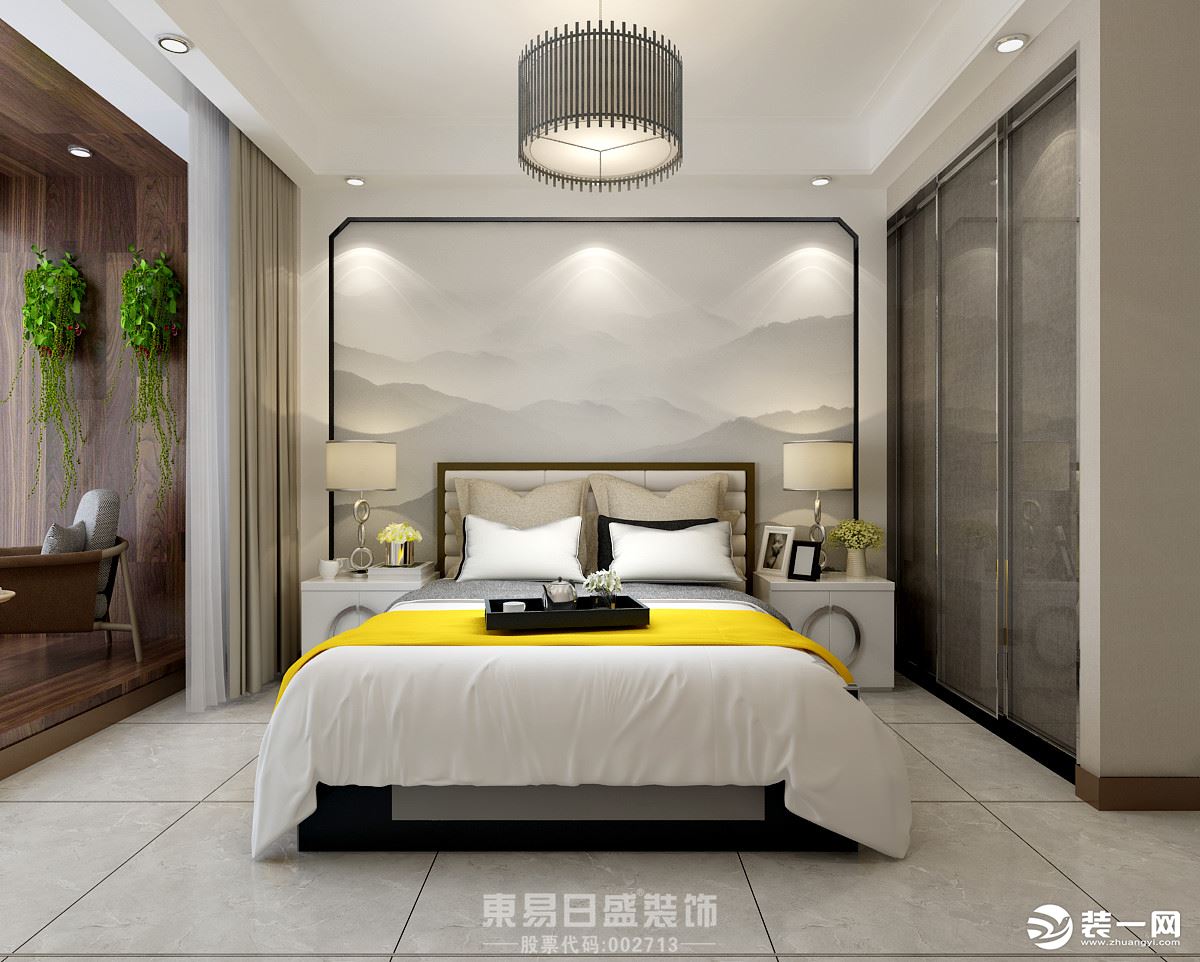 都市阳光三居室80㎡新中式混搭风格装修案例
