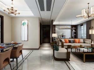 银盛泰博观新城三居室143m2新中式风格装修案例