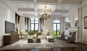 鲁商凤凰城联排别墅420㎡美式风格装修案例
