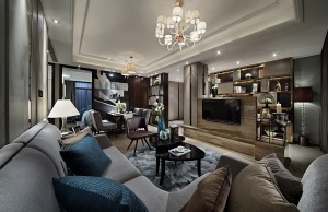无锡长江国际二期300平别墅港式风格客厅
