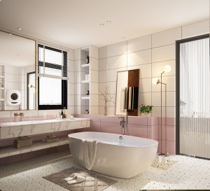整个卫浴空间内，设计师以去风格化的设计，通过提练材质质感和现代元素来强调空间的精神内涵，令生活回归简