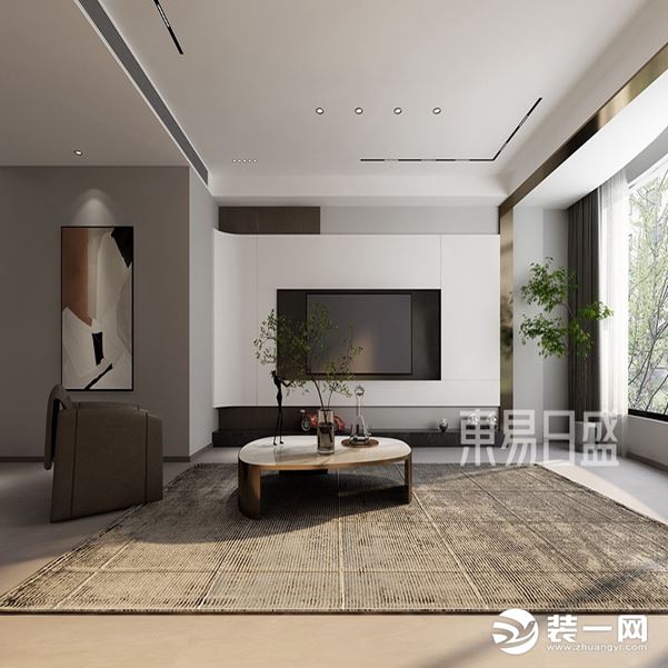 采用屏风把客厅修整成正方形将空间做分割，使其量体彰显现代感。