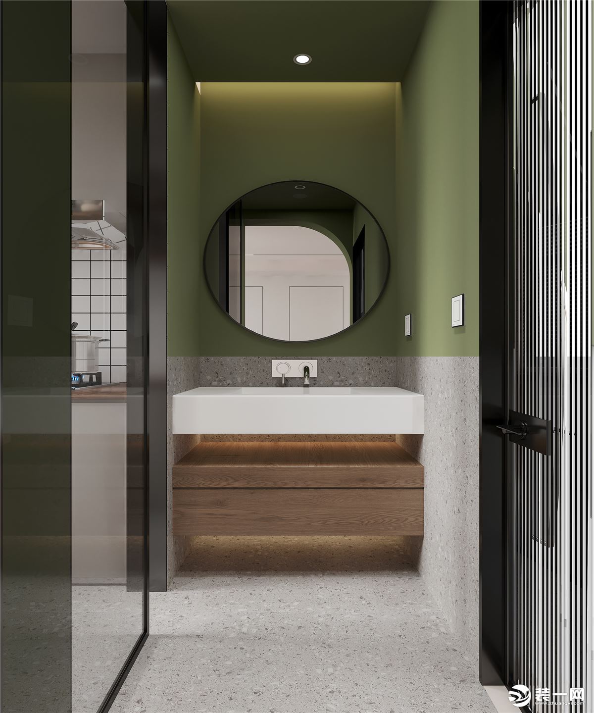 卫生间以绿色元素为主，清新美式。