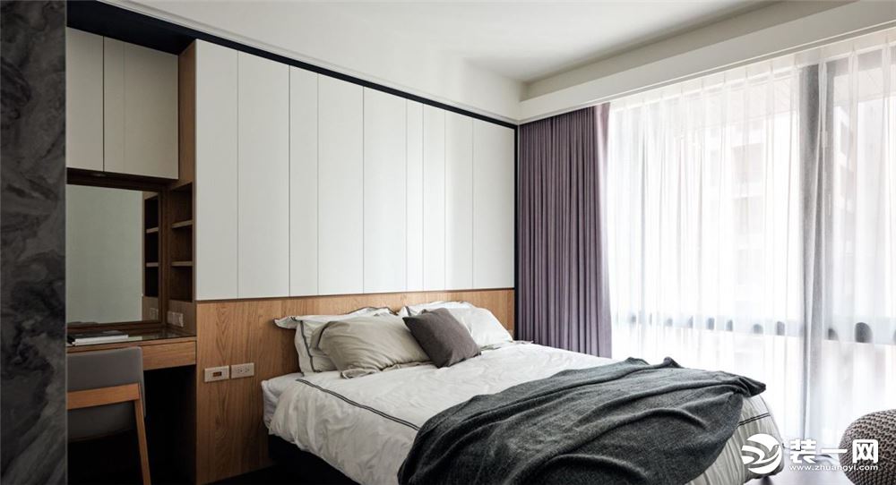 昊天园100平方三居室现代风格卧室装修案例