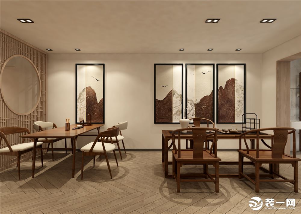 保利西山林语160平方四居室新中式餐厅装修案例