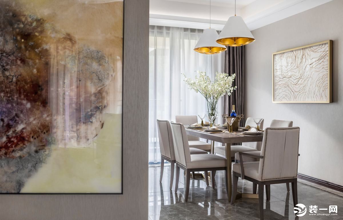 当代未来城135平方三居室美式风格客餐厅装修案例