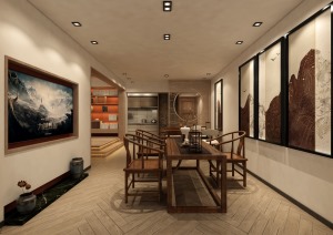 保利西山林语160平方四居室新中式餐厅装修案例