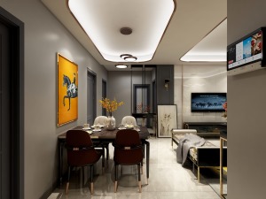 昊天园138平方四居室现代风格客餐厅装修案例