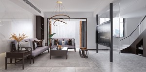 搭配新中式家具纹理细腻华美，木质圆润浑厚。