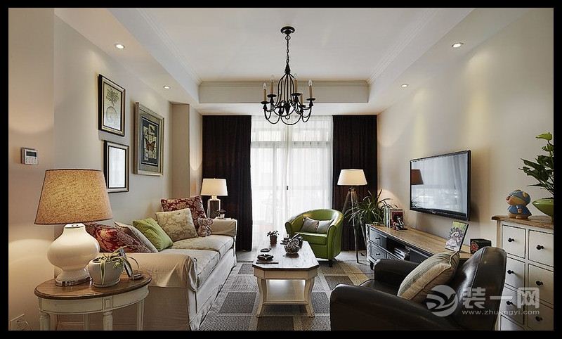 财信沙滨城市 二居室 美式风格 66平 客厅装修效果图