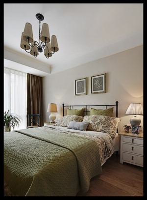 财信沙滨城市 二居室 美式风格 66平 卧室装修效果图
