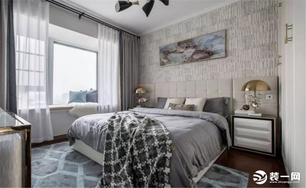 保利观塘 139平方三居室 现代轻奢风格 卧室 装修效果图