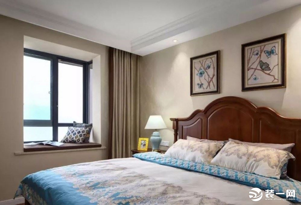 保利江上明珠  130平方三居室 美式风格  卧室 装修效果图